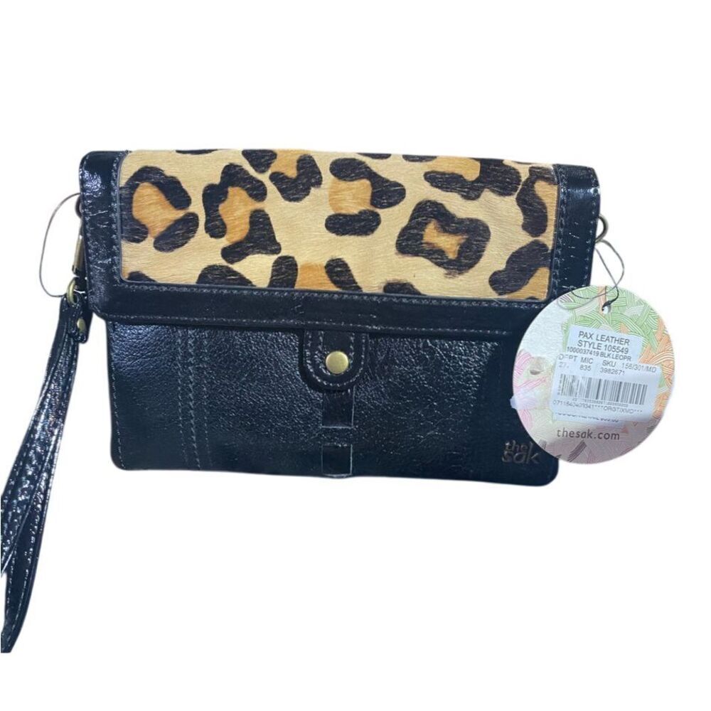 NWT The Sak Pax Leather Leopard Print Wristlet‎ Wallet Clutch  Animal Pattern